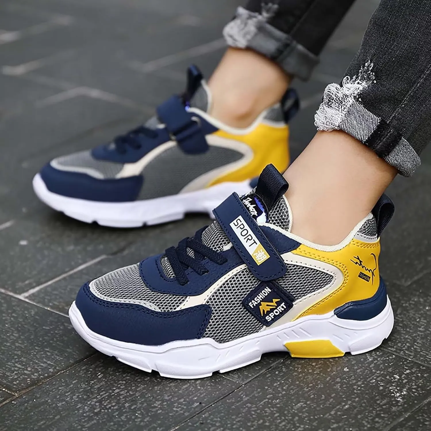 TERBOFIN Boys Tennis Shoes Running Sneakers Children's Sports Shoes Ultra Lightweight Breathable Soft Big Kids Fashion Casual Walking Shoes for Gym Workout School