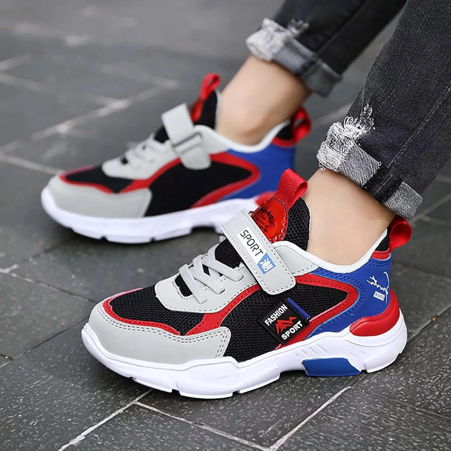 TERBOFIN Boys Tennis Shoes Running Sneakers Children's Sports Shoes Ultra Lightweight Breathable Soft Big Kids Fashion Casual Walking Shoes for Gym Workout School