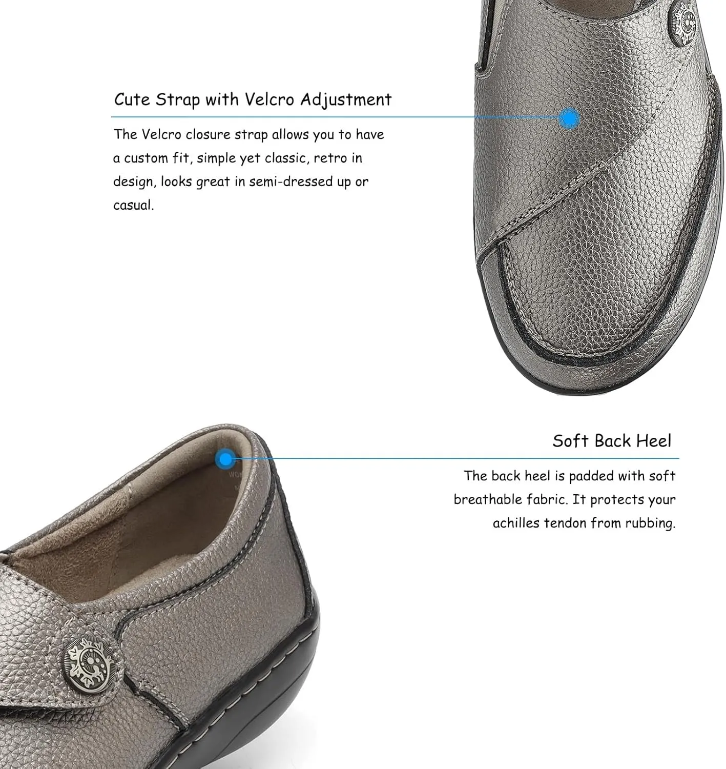 TERRIKAT Women's Classic Casual Leather Loafers Cute Moc Toe Slip On Comfort Walking Flats Lightweight Work Shoes