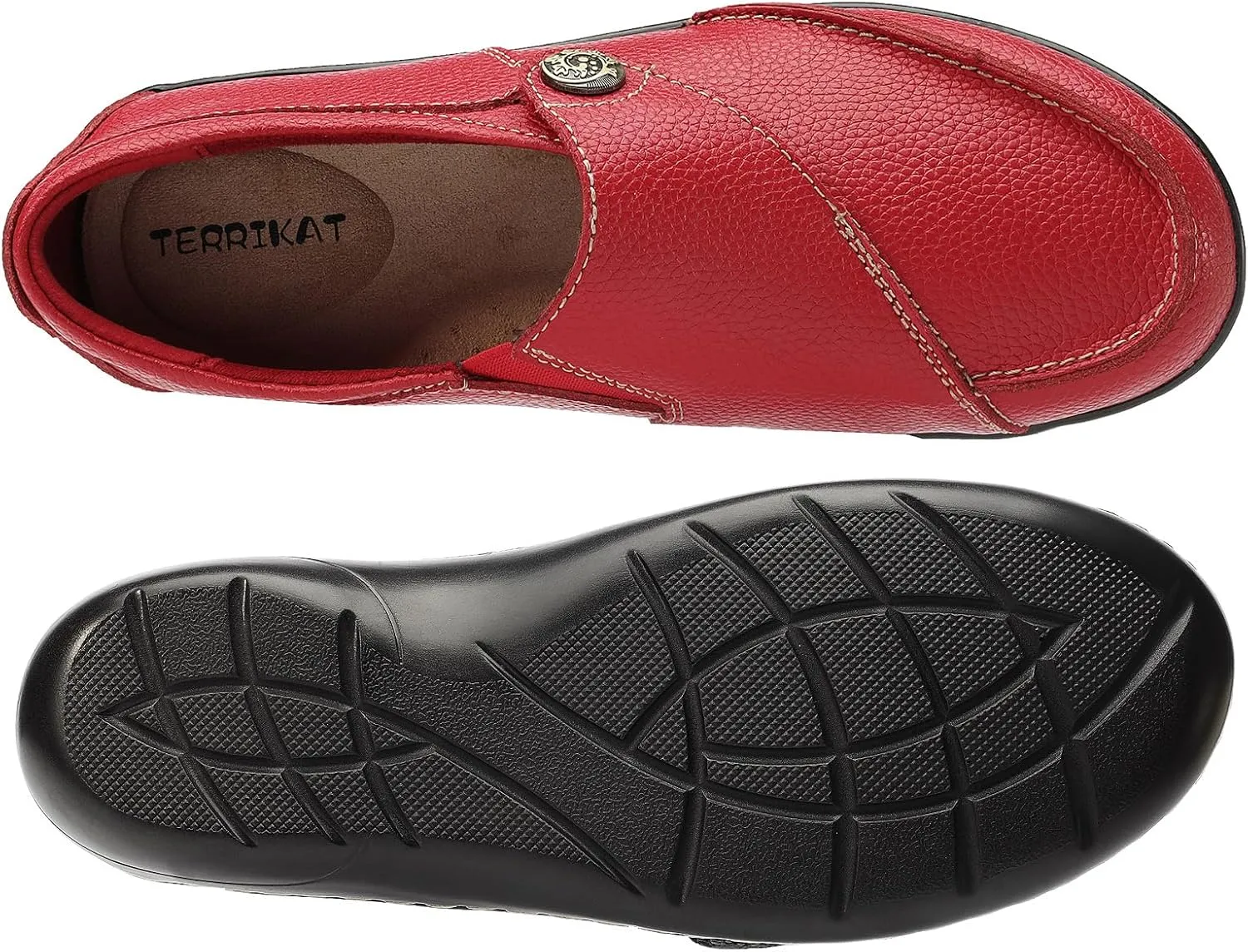 TERRIKAT Women's Classic Casual Leather Loafers Cute Moc Toe Slip On Comfort Walking Flats Lightweight Work Shoes