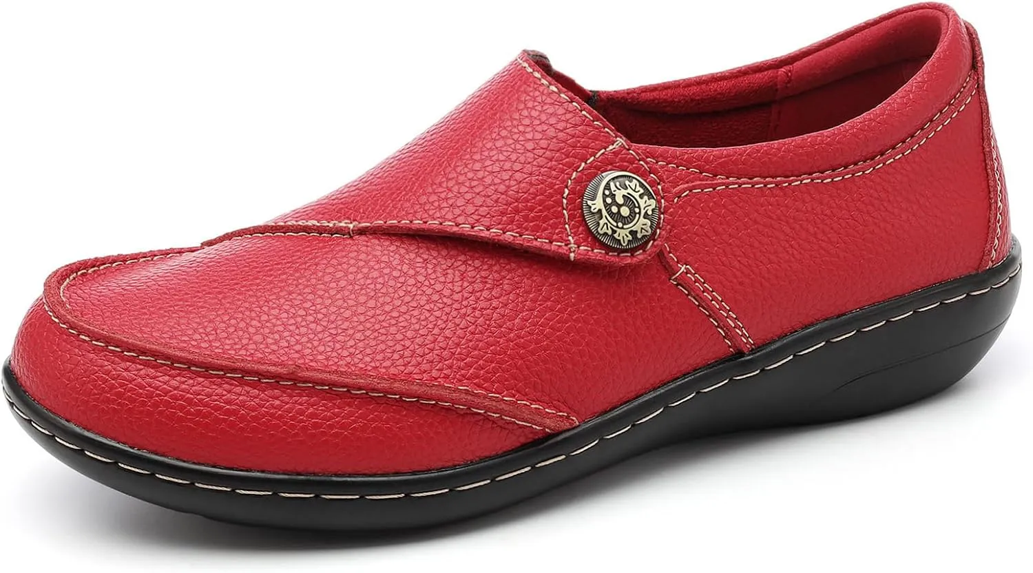 TERRIKAT Women's Classic Casual Leather Loafers Cute Moc Toe Slip On Comfort Walking Flats Lightweight Work Shoes
