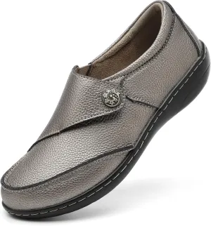 TERRIKAT Women's Classic Casual Leather Loafers Cute Moc Toe Slip On Comfort Walking Flats Lightweight Work Shoes