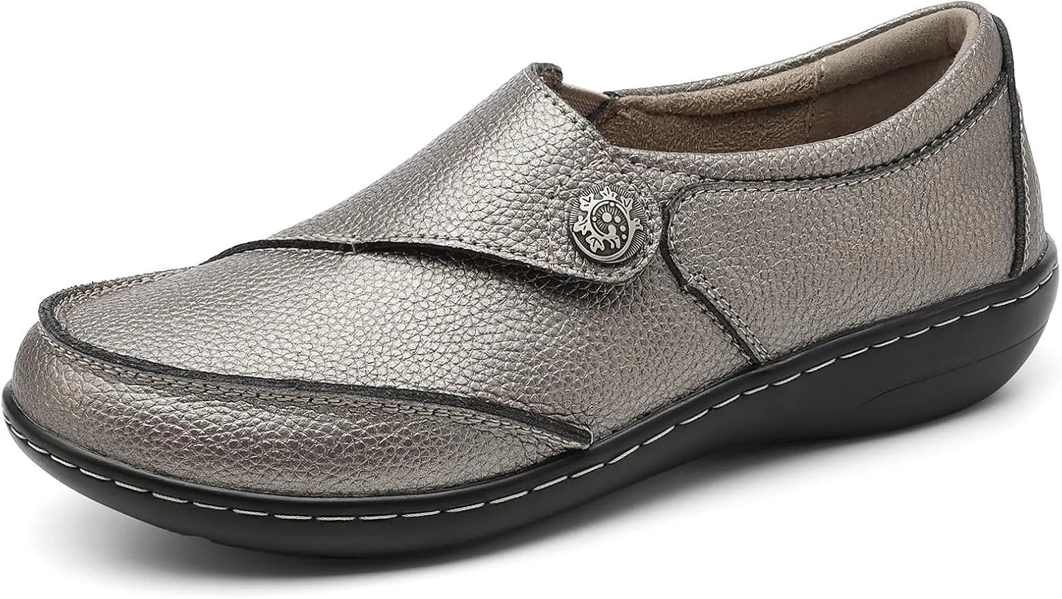 TERRIKAT Women's Classic Casual Leather Loafers Cute Moc Toe Slip On Comfort Walking Flats Lightweight Work Shoes