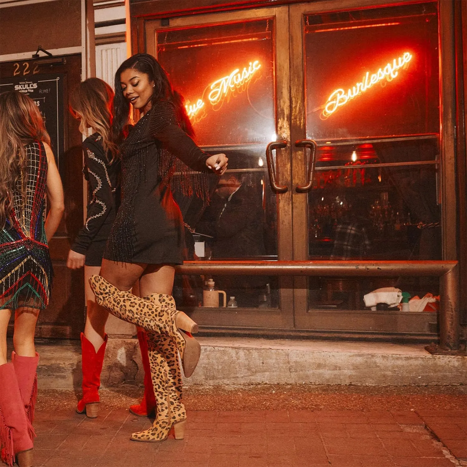 Thigh High Cowboy Boots for Women Leopard Print Pointed Toe Chunky Heel Over The Knee Cowgirl Western Boots whit Side Zipper