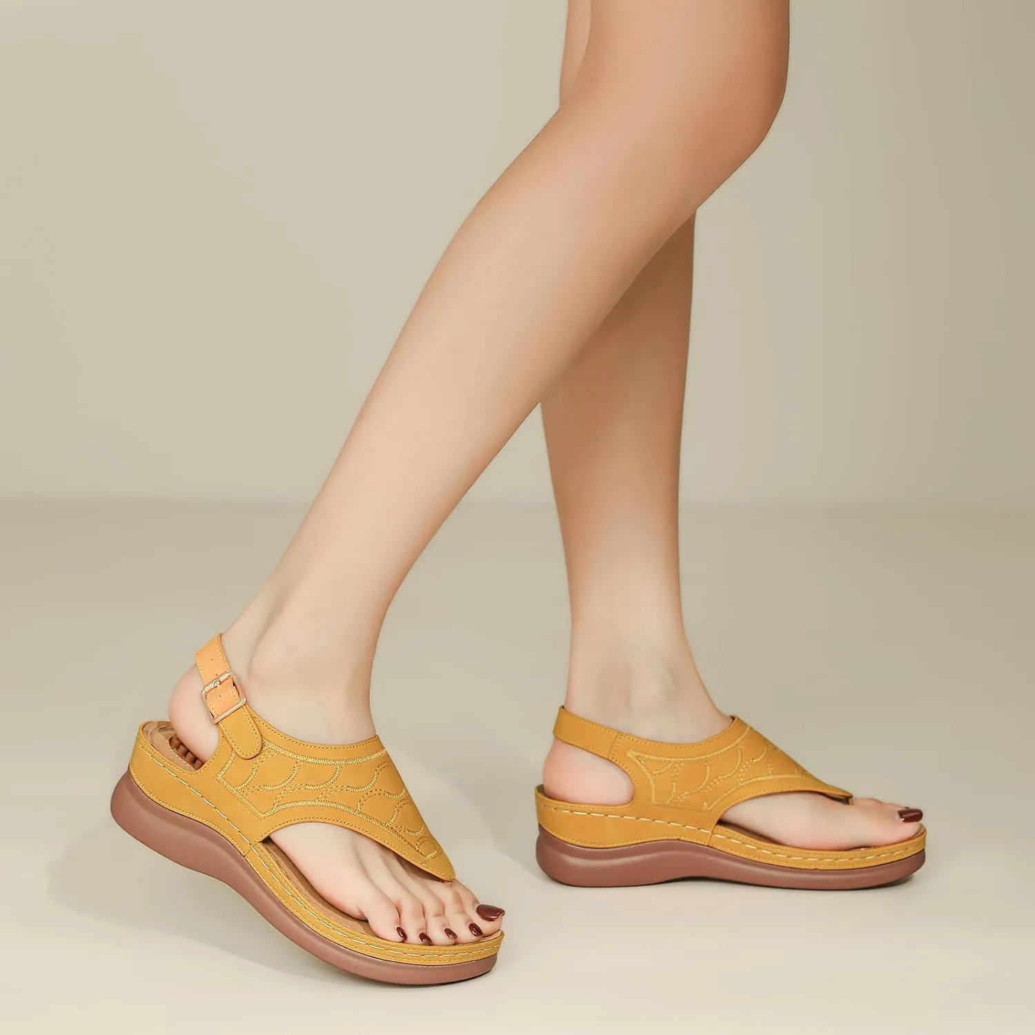 Tilocow Sandals for Women High Arch Support Flip Flops Wedge Sandals Comfortable Beach Shoes Dressy Summer Casual Sandals