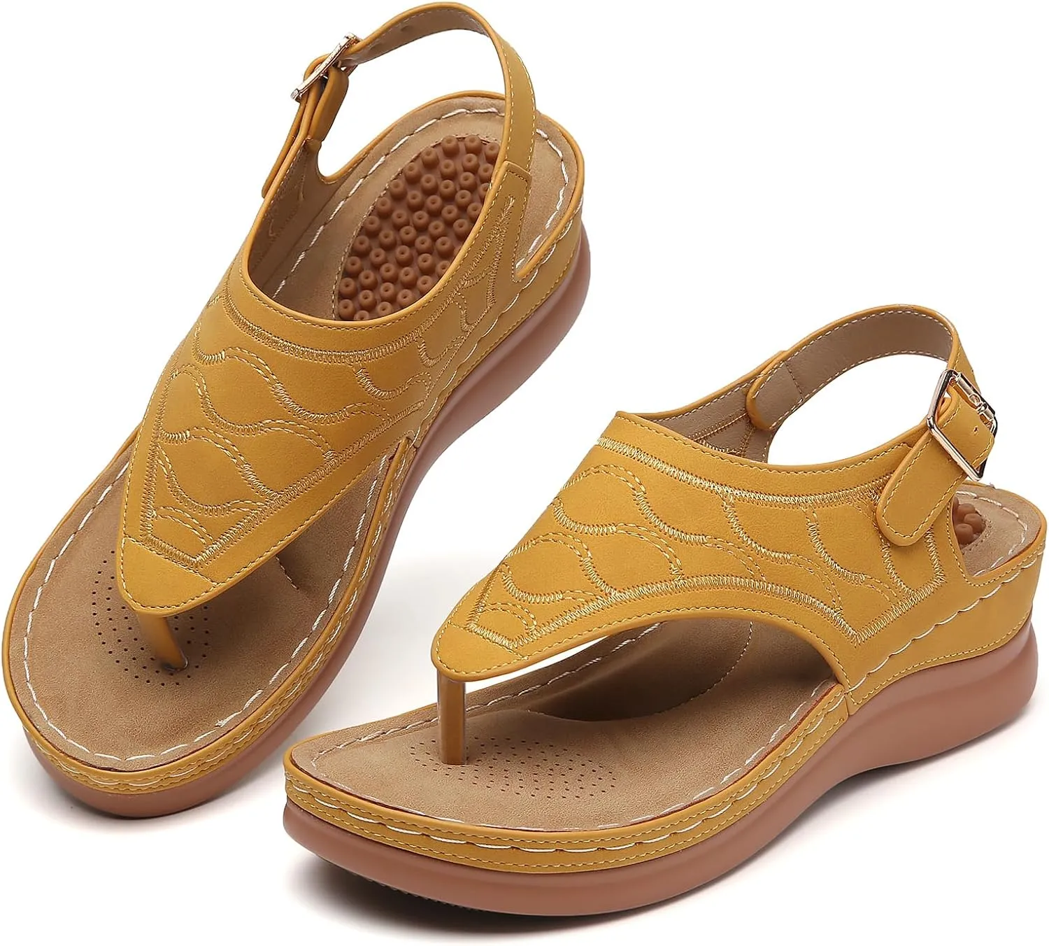 Tilocow Sandals for Women High Arch Support Flip Flops Wedge Sandals Comfortable Beach Shoes Dressy Summer Casual Sandals