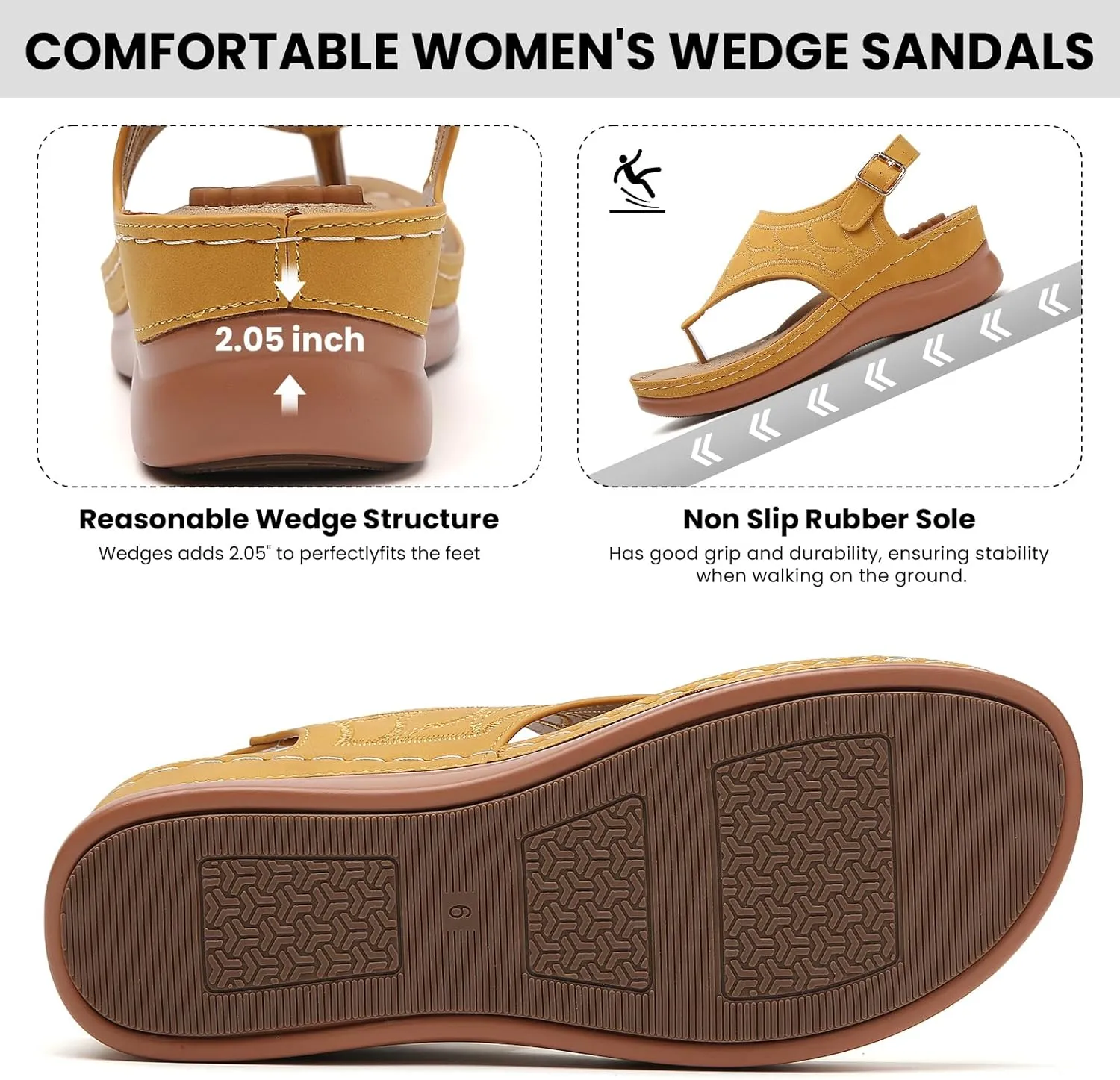 Tilocow Sandals for Women High Arch Support Flip Flops Wedge Sandals Comfortable Beach Shoes Dressy Summer Casual Sandals
