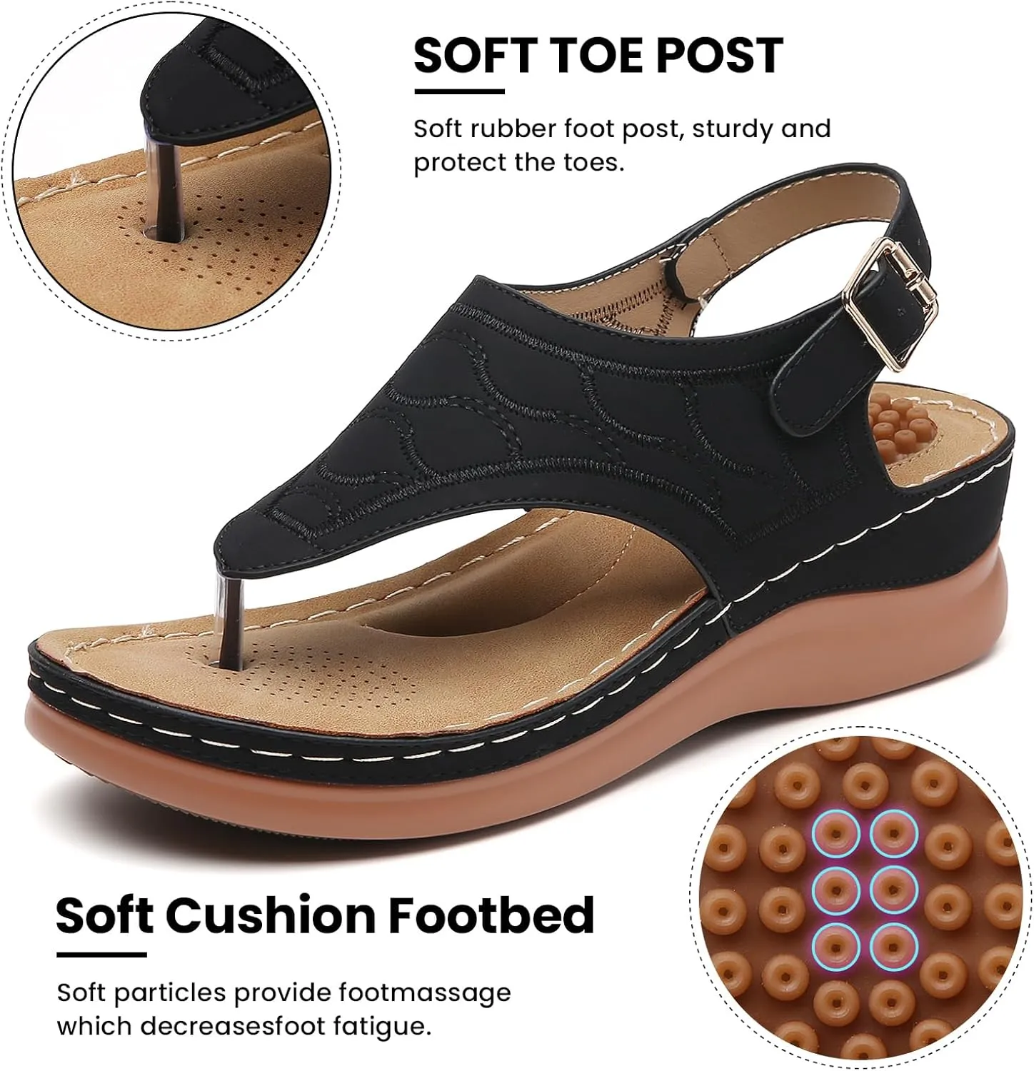 Tilocow Sandals for Women High Arch Support Flip Flops Wedge Sandals Comfortable Beach Shoes Dressy Summer Casual Sandals