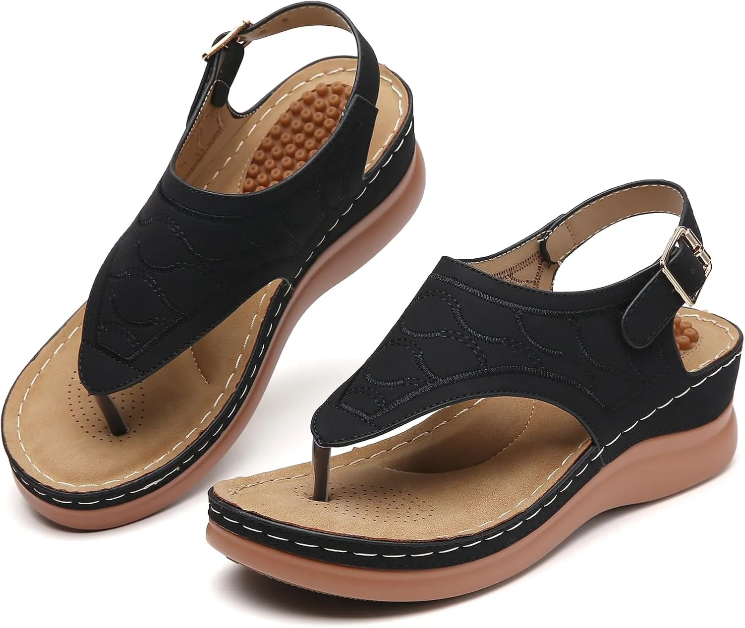 Tilocow Sandals for Women High Arch Support Flip Flops Wedge Sandals Comfortable Beach Shoes Dressy Summer Casual Sandals