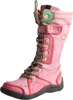 TMA EYES Women's Leather Casual Mid-Calf Boots Fashion Non-slip and Patchwork With Handstitching upper Boots