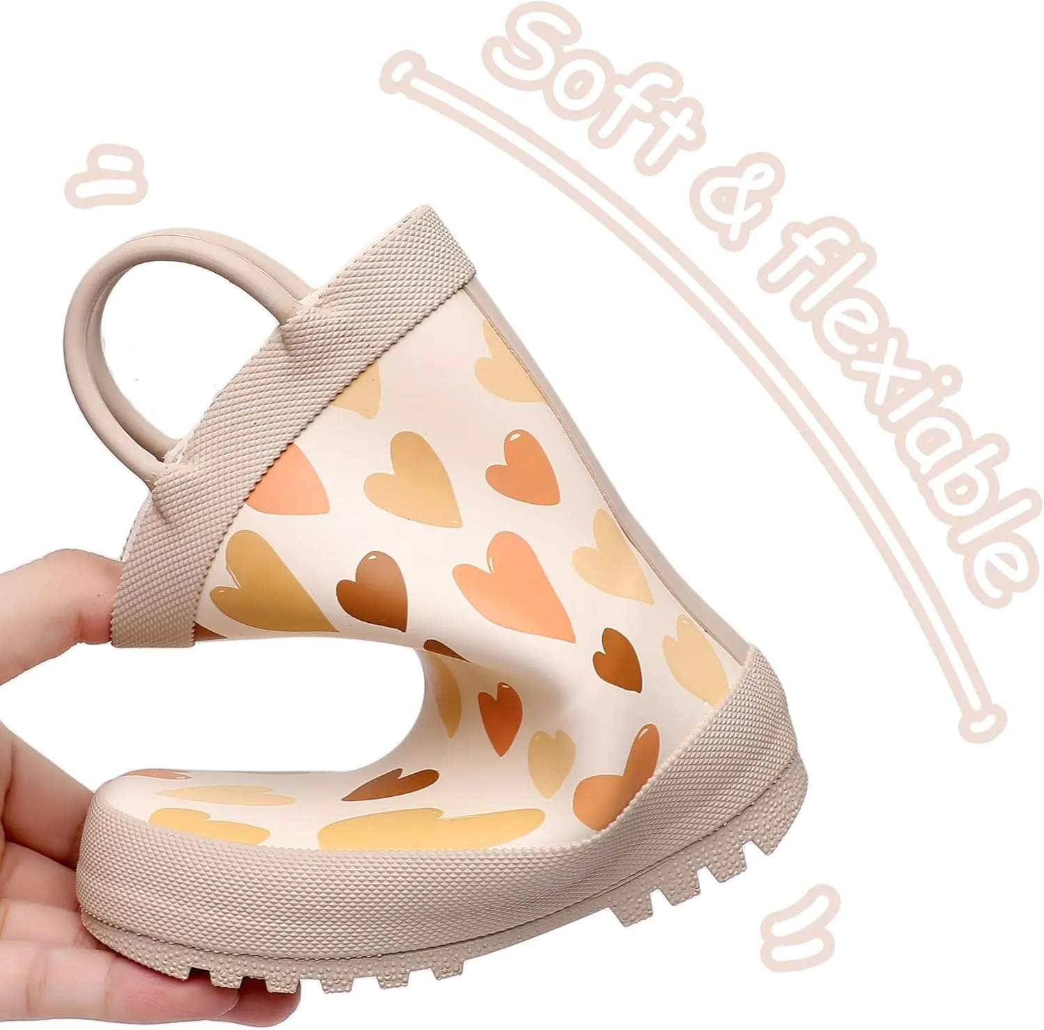 Toddler Rain Boots with Easy-On Handles, Waterproof Rubber Kids Rain Boots for Girls and Boys, in Fun Printed & Colors Unisex-Child Outdoor Rain Boots