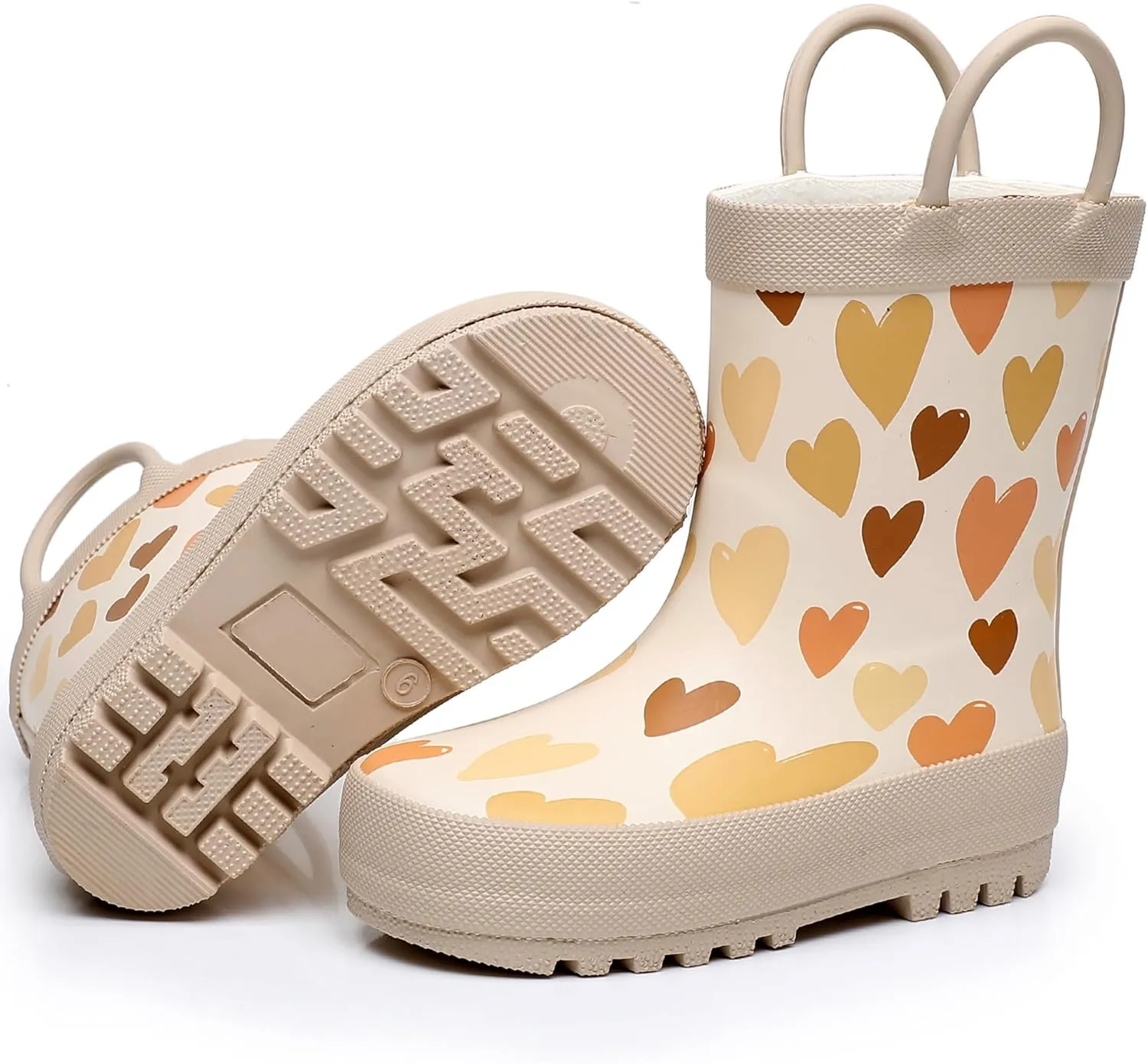 Toddler Rain Boots with Easy-On Handles, Waterproof Rubber Kids Rain Boots for Girls and Boys, in Fun Printed & Colors Unisex-Child Outdoor Rain Boots