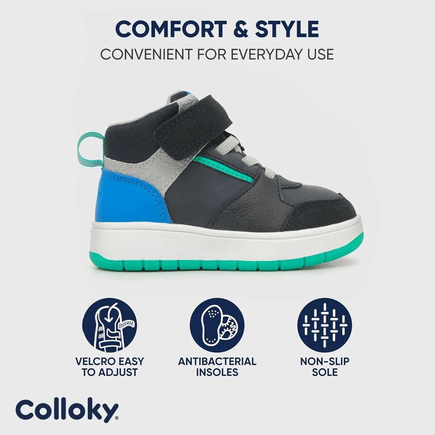 Toddler Sneakers for Boys - Lightweight Shoes with Soft Soles & Adjustable Strap, Arch Support & Breathable Design - Washable Shoes