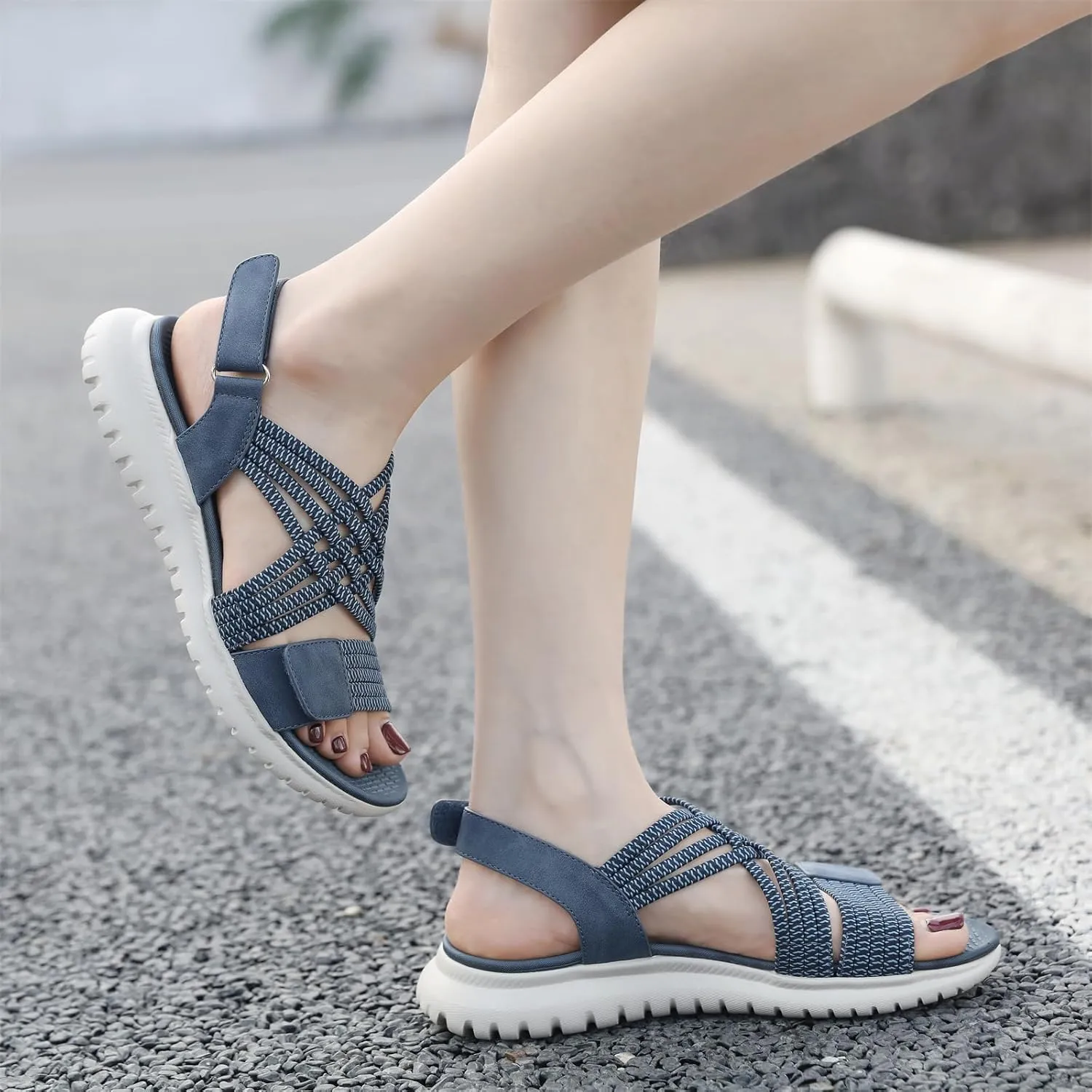 Touchmosees Ankle Strap Sports Sandals - Women's Hiking Sandals Comfortable Walking Sandals for Women Summer Beach Athletic Sandals