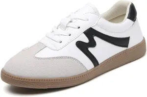 Trendy Women Sneakers, Memory Foam Women's Fashion Sneakers Lace-up Non-Slip Retro Walking Shoes Womens Shoes