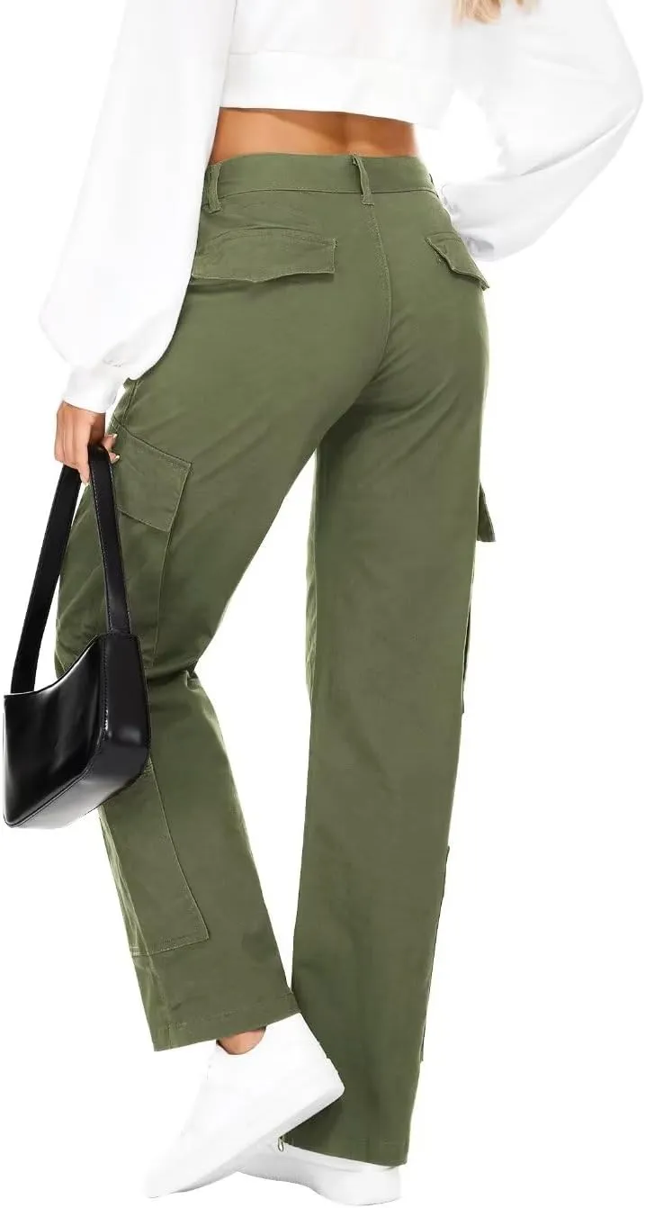TRGPSG Womens Cargo Pants, Y2K Casual Pants Parachute Pants Relaxed Fit Streetwear with Multiple Pockets