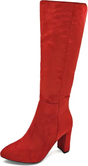 TruFox Womens Classic Tall Knee High Block Heel Fashion Boots