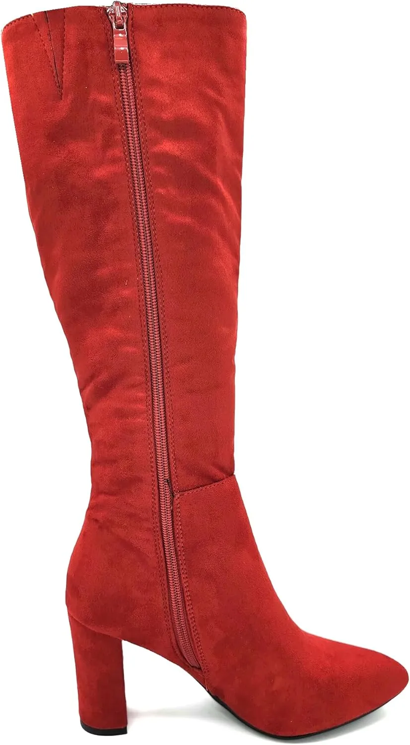 TruFox Womens Classic Tall Knee High Block Heel Fashion Boots