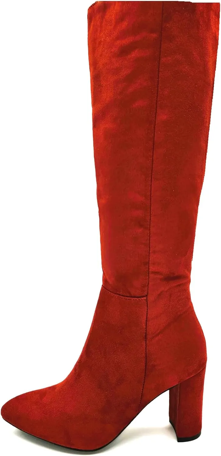 TruFox Womens Classic Tall Knee High Block Heel Fashion Boots