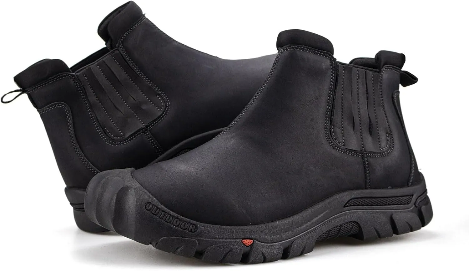 UPIShi Men's Waterproof Work Slip On Snow Boot Leather Outdoor Walking Hiking Casual Shoes