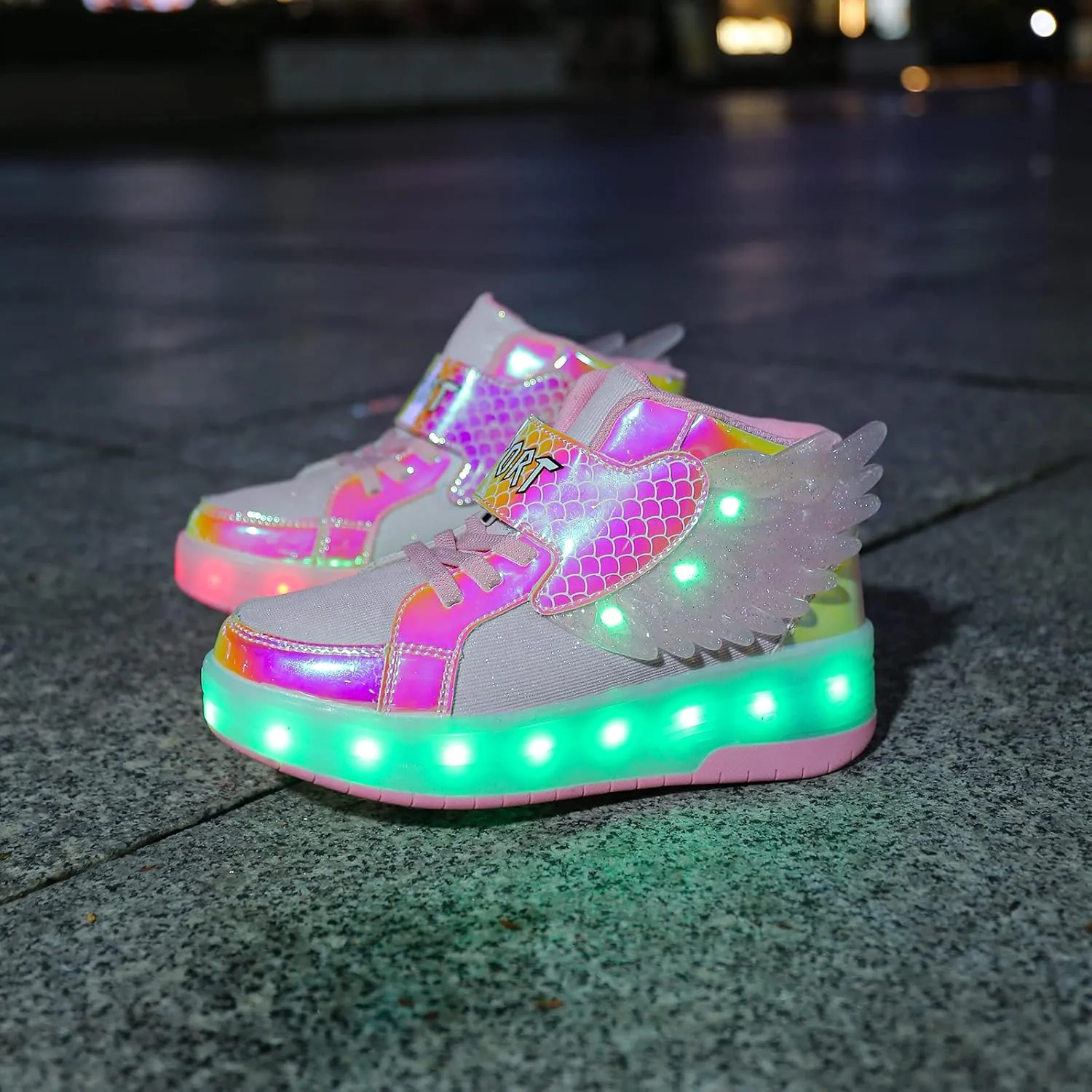 USB Rechargeable Roller Shoes Sneakers for Boys Girls Kids Gift LED Light Up Wheels Shoes Roller Skates