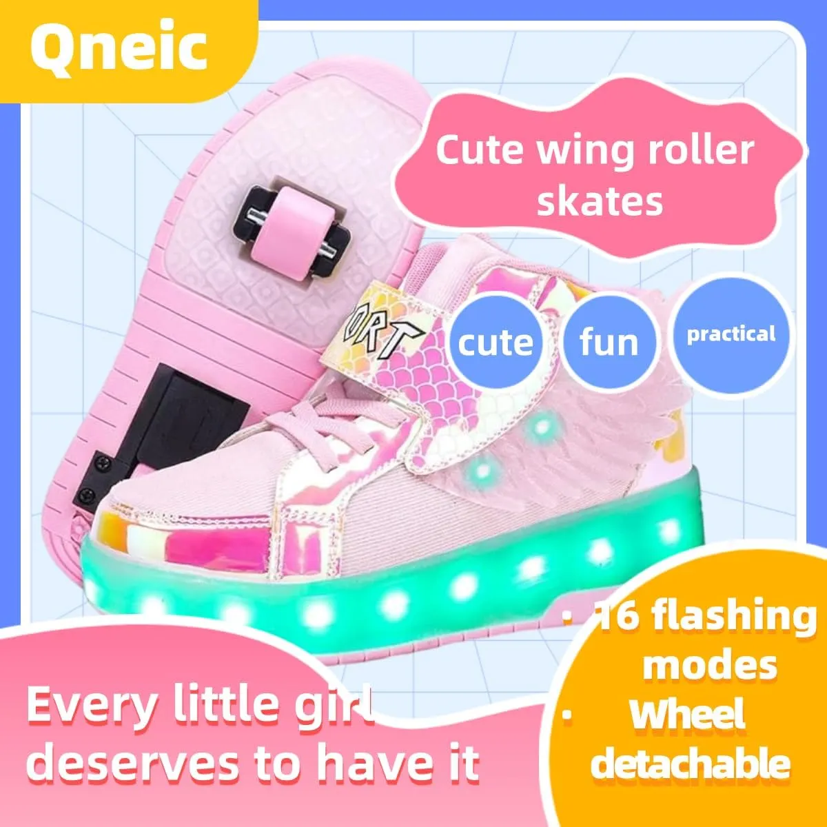 USB Rechargeable Roller Shoes Sneakers for Boys Girls Kids Gift LED Light Up Wheels Shoes Roller Skates