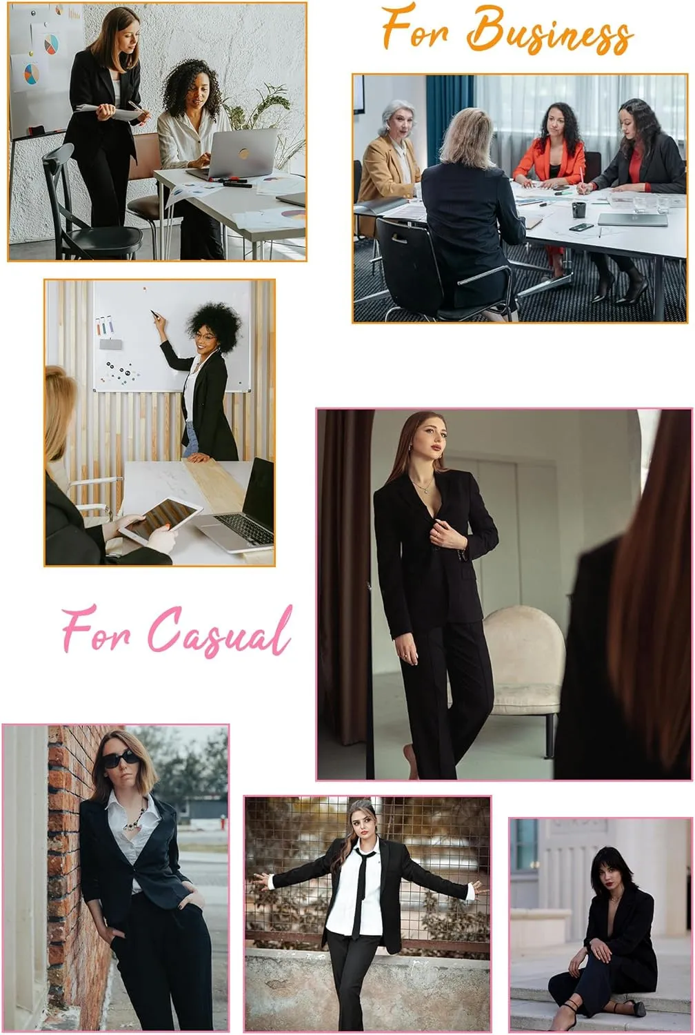 V VOCNI Women's Suits 2 Piece Set Office Business One Button Slim Fit Blazer Pants Suit Set Dressy Casual Workwear Outfits