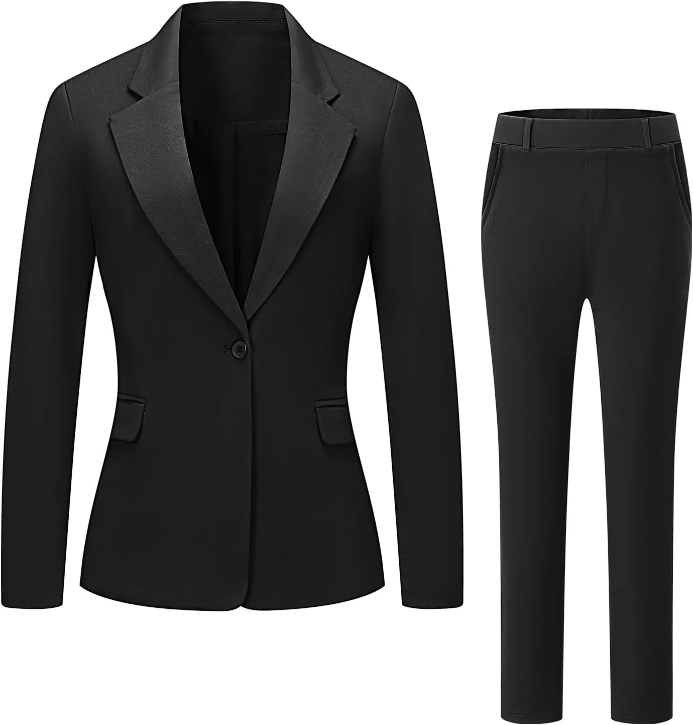 V VOCNI Women's Suits 2 Piece Set Office Business One Button Slim Fit Blazer Pants Suit Set Dressy Casual Workwear Outfits