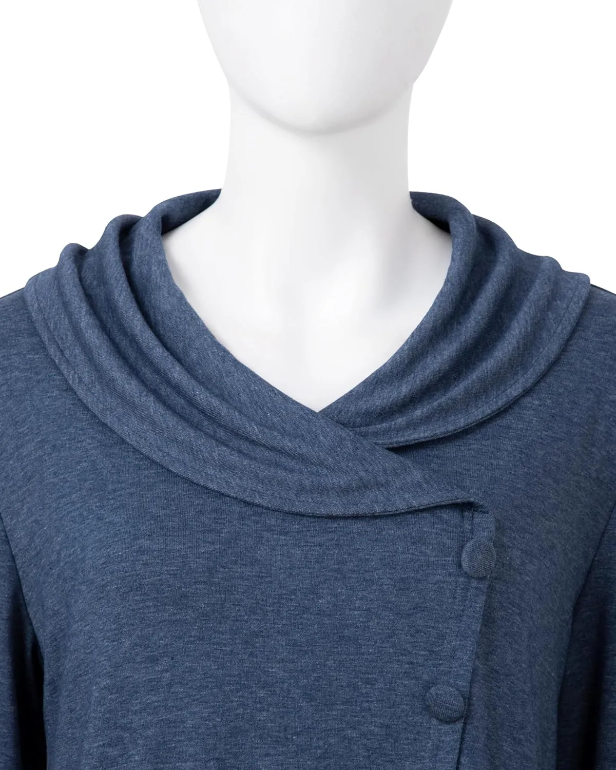 VALOLIA Womens Long Sleeve Tops Fall Winter Buttons Side Tulip Hem Lapel Pullover Sweatshirt