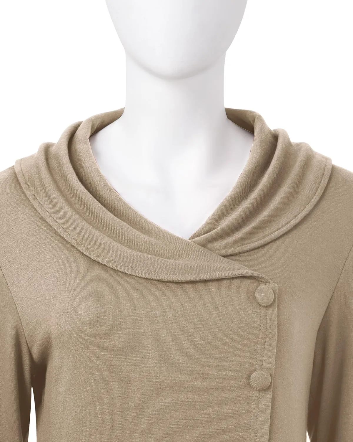 VALOLIA Womens Long Sleeve Tops Fall Winter Buttons Side Tulip Hem Lapel Pullover Sweatshirt