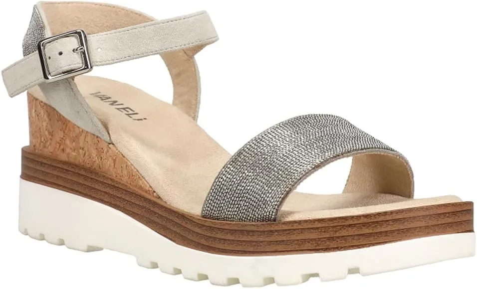 VANELi Womens Cedra Metallic Rhinestone Casual Sandals Casual Mid Heel 2-3" - Brown