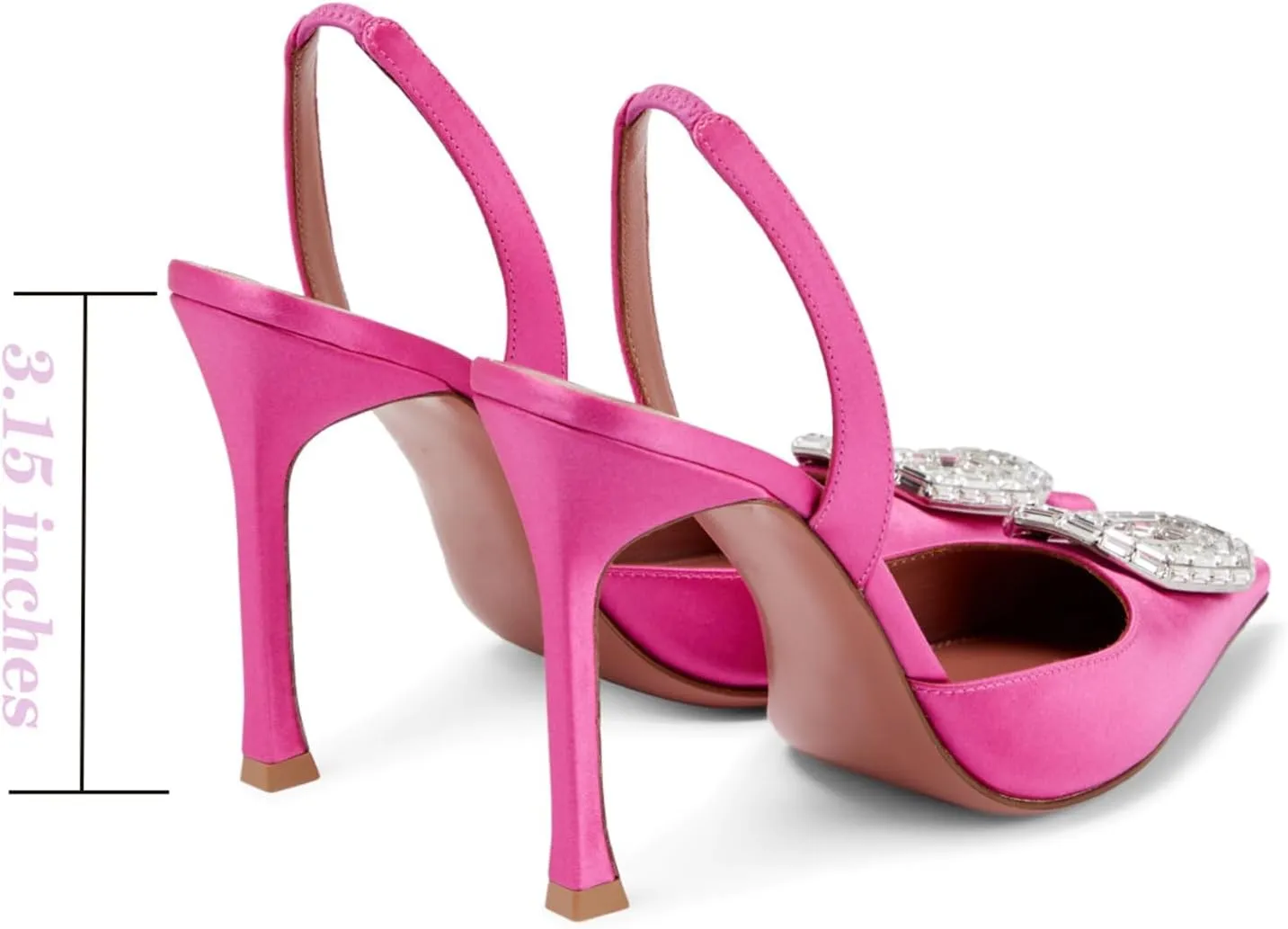 Vertundy Women's Rhinestone Slingback Pumps Pointed Toe Satin Crystal Stiletto High Heels Sandals Party Wedding Bride Pump Dress Shoes
