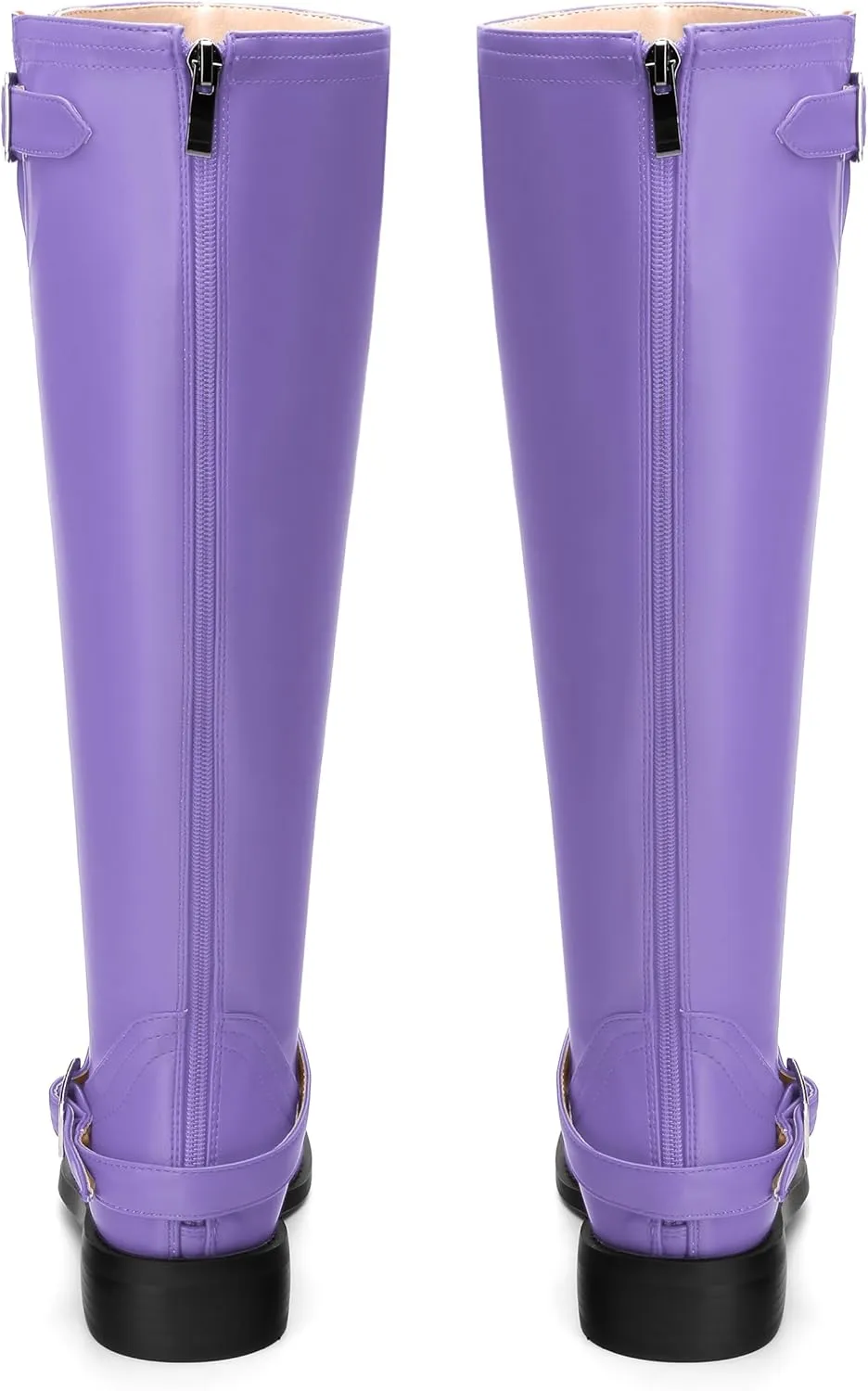 WAYDERNS Knee High Boots for Women Low Heel Round Toe 1 Inch Tall Boots Zipper Comfortable Riding Party Fall Winter Boots