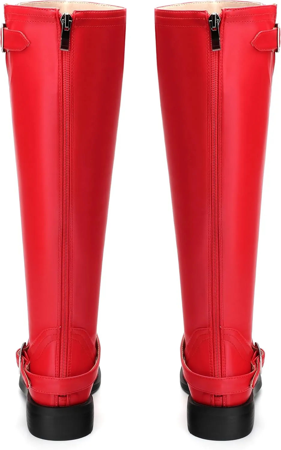WAYDERNS Knee High Boots for Women Low Heel Round Toe 1 Inch Tall Boots Zipper Comfortable Riding Party Fall Winter Boots