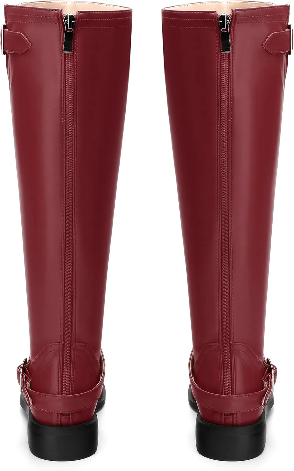 WAYDERNS Knee High Boots for Women Low Heel Round Toe 1 Inch Tall Boots Zipper Comfortable Riding Party Fall Winter Boots