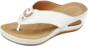Wedge Sandals for Women Comfortable Orthopedic Casual Walking Arch Support Open Toe Flip Flops Summer Beach Slip on Dressy Elegant Boho Sandals