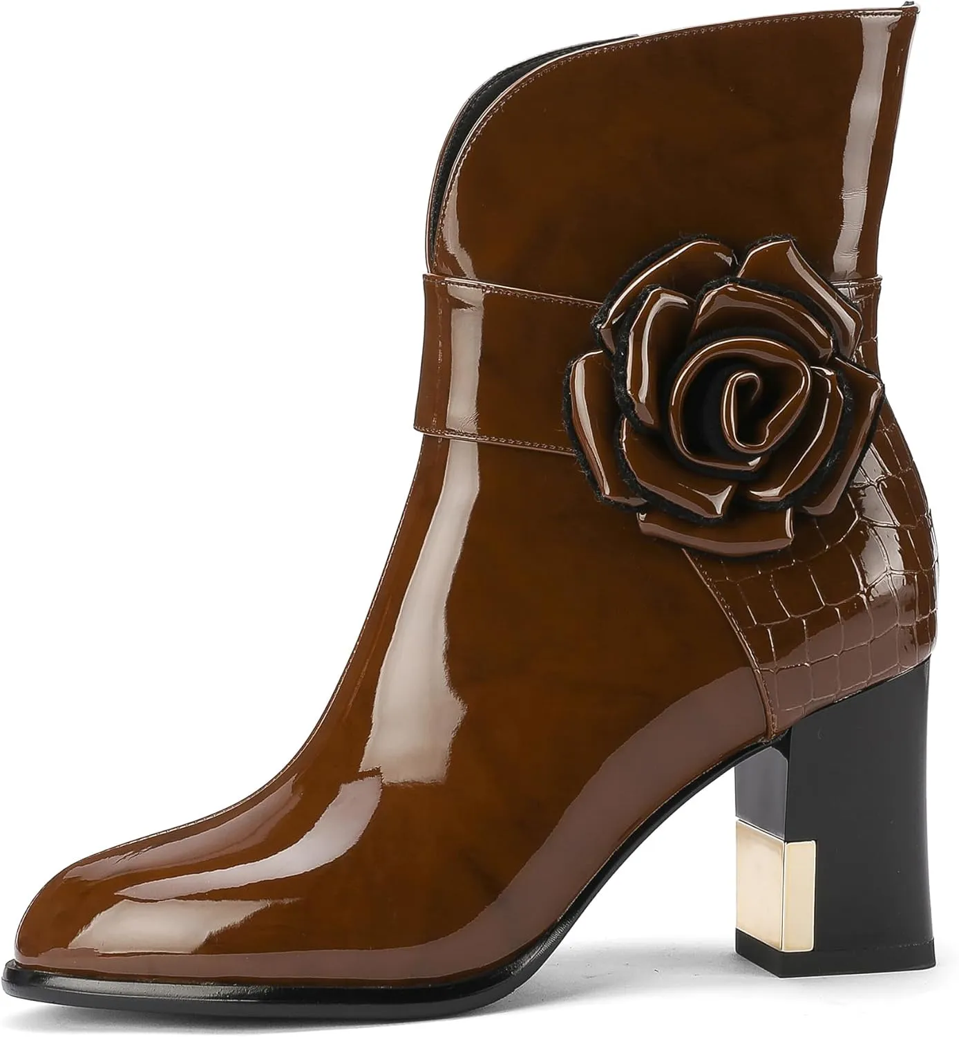 Western Gladiator Boots For Women Winter Ankle Extra Wide Calf Booties Botas Para Mujer Chelsea Leather Chunky Block Dress Combat Warm Lined Cowboy Cowgirl Ladies High Heels