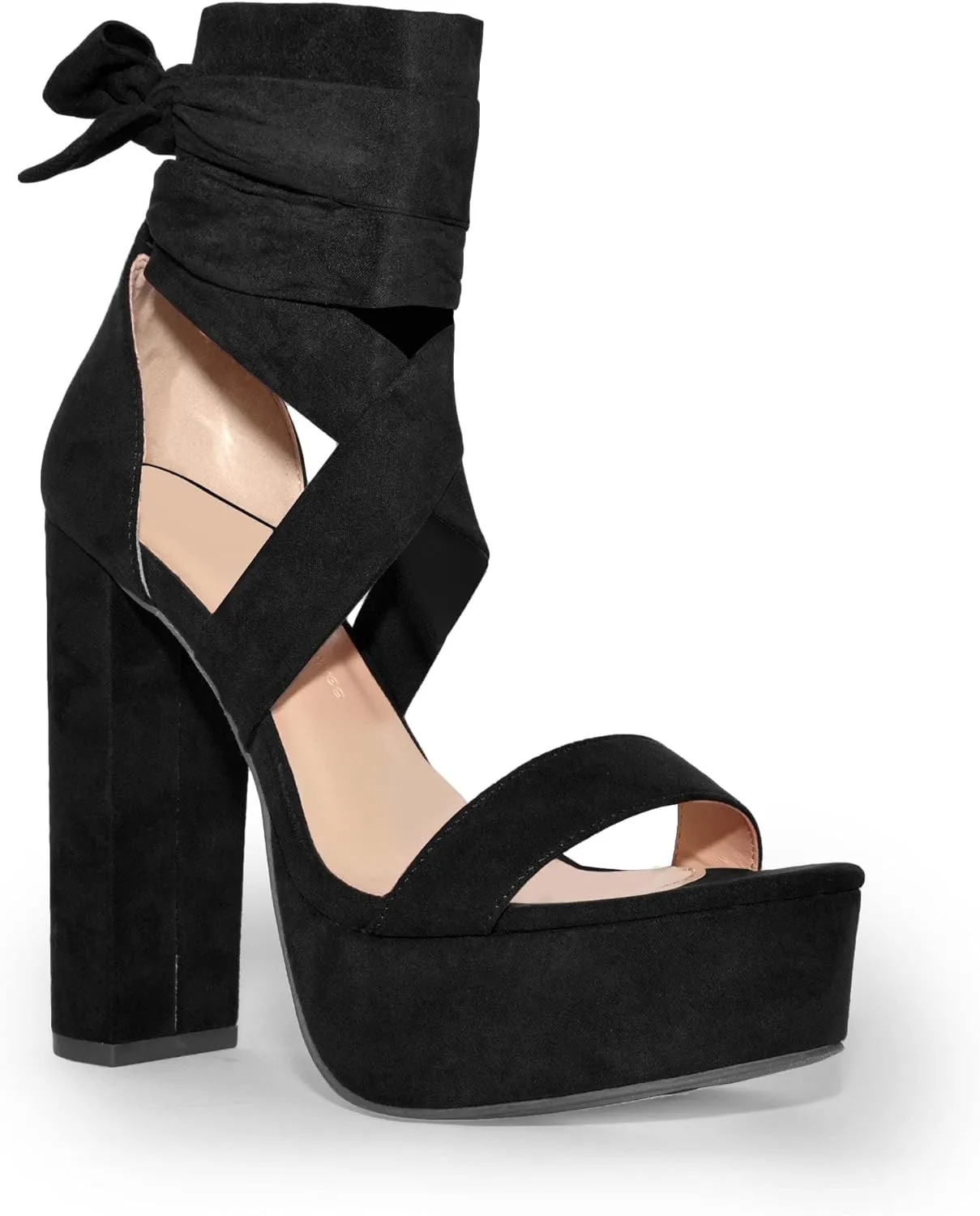 Wild Diva Women’s Lace Up Crisscross Platform Chunky Block Heel Sandals