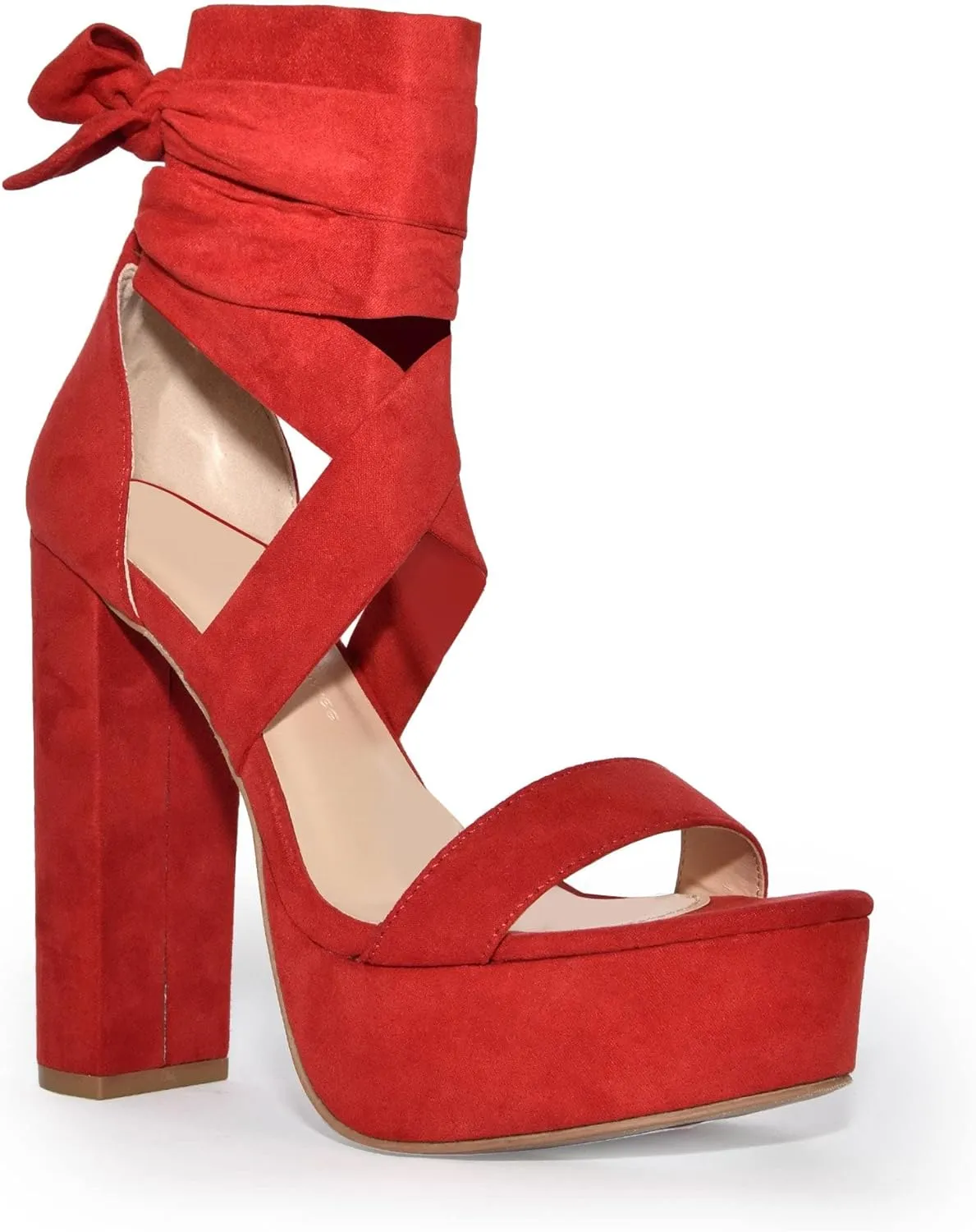 Wild Diva Women’s Lace Up Crisscross Platform Chunky Block Heel Sandals