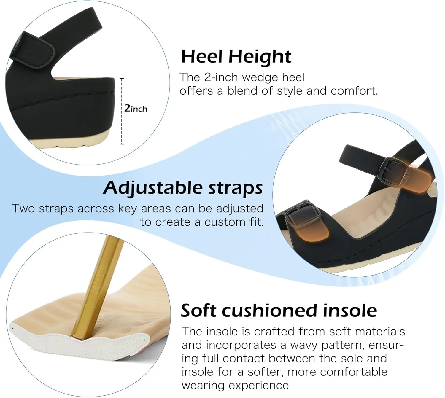 Women Arch Support Wedge Sandals Comfortable Waking Sandals