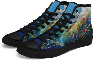 Women Fashion Floral Canvas High top Shoes Flower Lady Flat Walking Casual Shoes Comfortable and Stylish Footwear