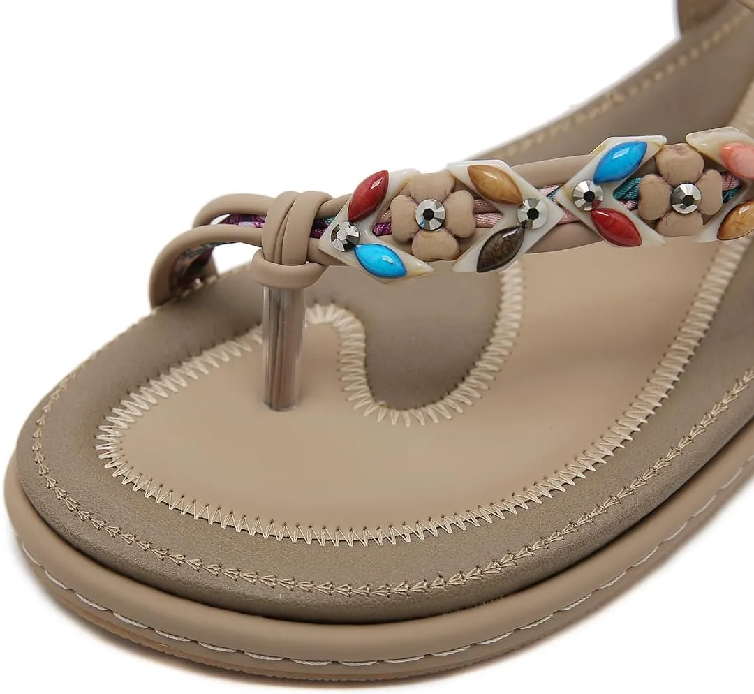 Women Flat Sandals Dressy Casual Summer flat flip flops Comfortable Sandals Bohemian Flats Shoes