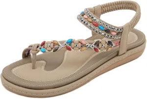 Women Flat Sandals Dressy Casual Summer flat flip flops Comfortable Sandals Bohemian Flats Shoes