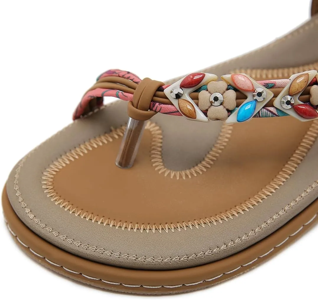 Women Flat Sandals Dressy Casual Summer flat flip flops Comfortable Sandals Bohemian Flats Shoes