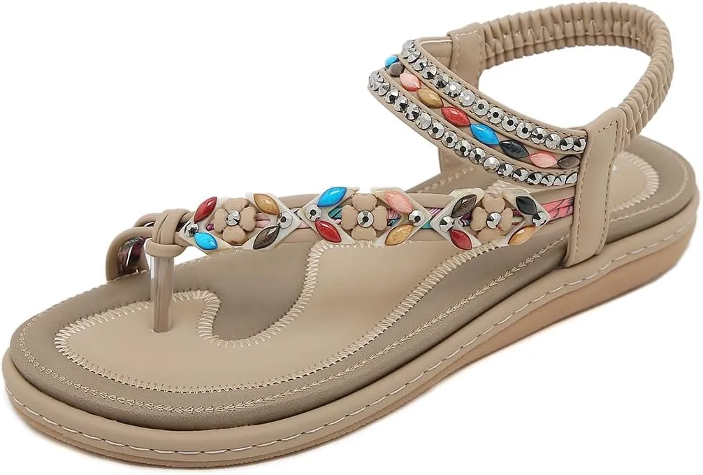 Women Flat Sandals Dressy Casual Summer flat flip flops Comfortable Sandals Bohemian Flats Shoes