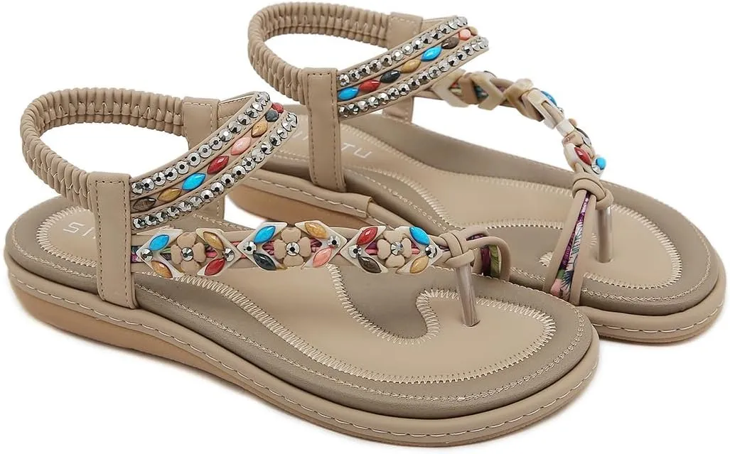 Women Flat Sandals Dressy Casual Summer flat flip flops Comfortable Sandals Bohemian Flats Shoes
