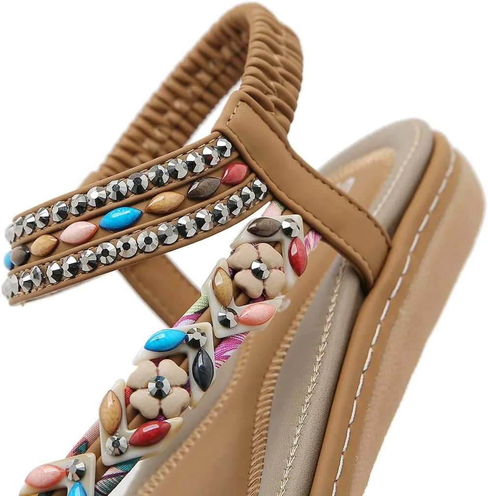 Women Flat Sandals Dressy Casual Summer flat flip flops Comfortable Sandals Bohemian Flats Shoes