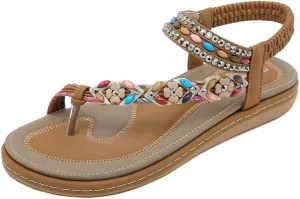 Women Flat Sandals Dressy Casual Summer flat flip flops Comfortable Sandals Bohemian Flats Shoes