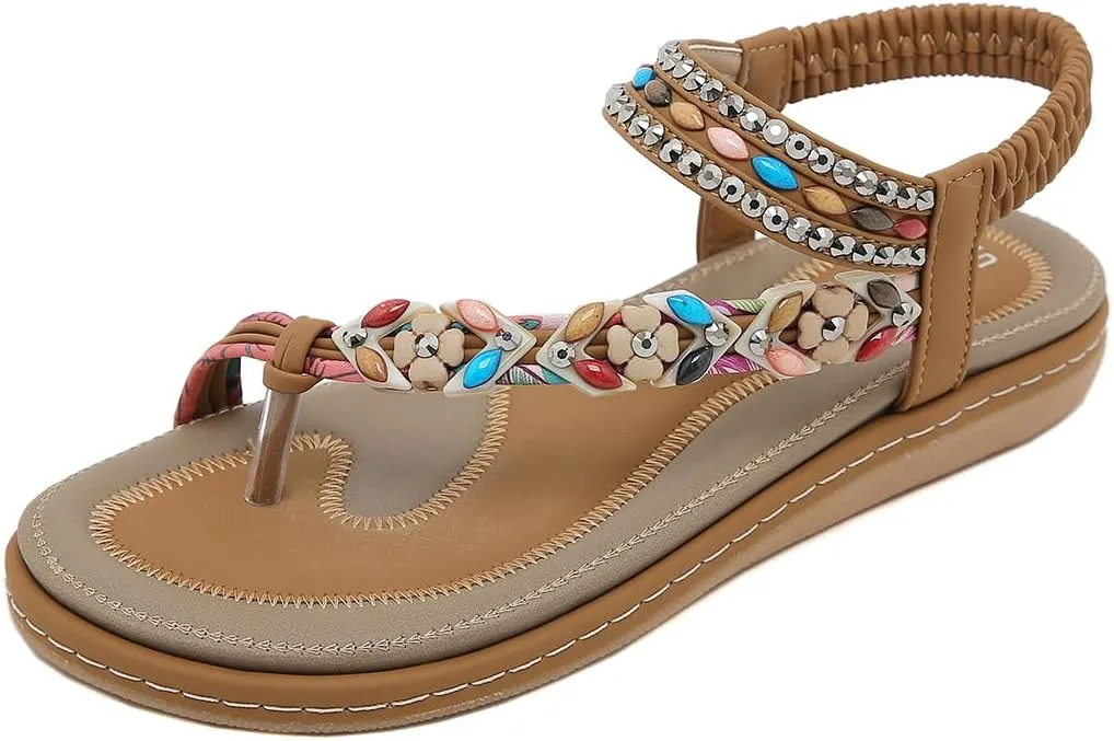 Women Flat Sandals Dressy Casual Summer flat flip flops Comfortable Sandals Bohemian Flats Shoes