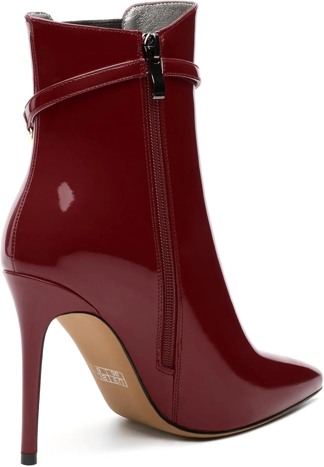 Women's Ankle Boots, Pointed Toe High Heel Short Boots, Side Zip Fashion Chain Strap Ankle High Boot for Women